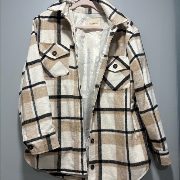 Thread & Supply Jackets & Blazers - Thread & Supply Cozy Cream and Gray Shacket